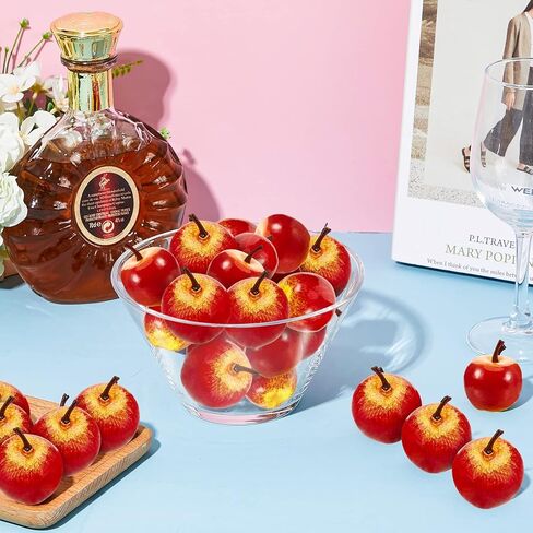 Dingion Christmas Fake Reds Apples Decorations Artificial Mini Red Apples Ornaments Lifelike Fruits Fake Apples Decor in Kuwait
