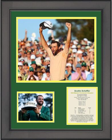 HOFSM.COM Hall of Fame Sports Memorabilia Framed Scottie Scheffler 2024 Masters Tournament Champion Augusta National PGA Tour 11"x14" Golf Three Photo Collage in Saudi Arabia