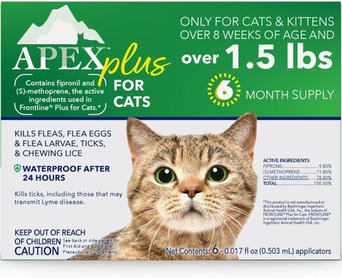 Apex Plus Flea Treatment for Cats, 1.5+ lbs — Cat Flea, Tick, Flea Eggs, Flea Larvae, and Chewing Lice Prevention for 30-Days — 3-Month Supply in Saudi Arabia