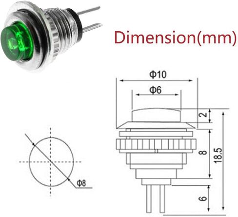 Maxmoral 4PCS 2 Pin Micro Push Button Switch 8mm Panel Mount Momentary Self-Reset Button Round Switch(Red+Green) in Saudi Arabia