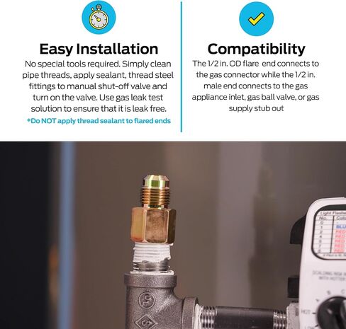 Eastman 1/2 بوصة OD Flare x 1/2 بوصة MIP محول تركيب الغاز للغاز الطبيعي والبروبان السائل، فولاذ مطلي بالزنك، 65704B in Kuwait