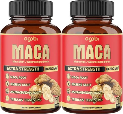 عبوتان - 60 كبسولة - كبسولات مستخلص جذور الماكا 8050 مجم - مكمل للقدرة على التحمل والطاقة والهضم ودعم المناعة - 7 أعشاب مدمجة مع أشواغاندا والجينسنغ والتريبولوس والمزيد - كمية تكفي 4 أشهر in Kuwait