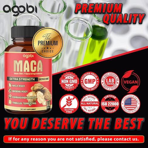 عبوتان - 60 كبسولة - كبسولات مستخلص جذور الماكا 8050 مجم - مكمل للقدرة على التحمل والطاقة والهضم ودعم المناعة - 7 أعشاب مدمجة مع أشواغاندا والجينسنغ والتريبولوس والمزيد - كمية تكفي 4 أشهر in Kuwait