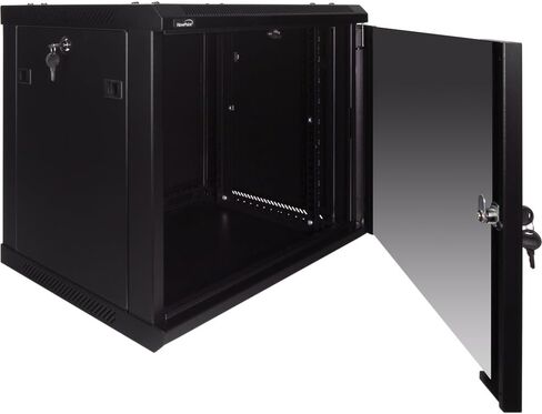 NavePoint 6U Server Rack Enclosure - 23.6" Deep, 6U Wall Mount Network Cabinet with Locking Glass Door for 19" IT Equipment, 6U Network Rack with 2 Fans, Removable Side Panels, Black in Kuwait