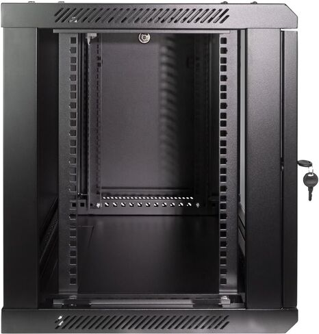 NavePoint 6U Server Rack Enclosure - 23.6" Deep, 6U Wall Mount Network Cabinet with Locking Glass Door for 19" IT Equipment, 6U Network Rack with 2 Fans, Removable Side Panels, Black in Kuwait