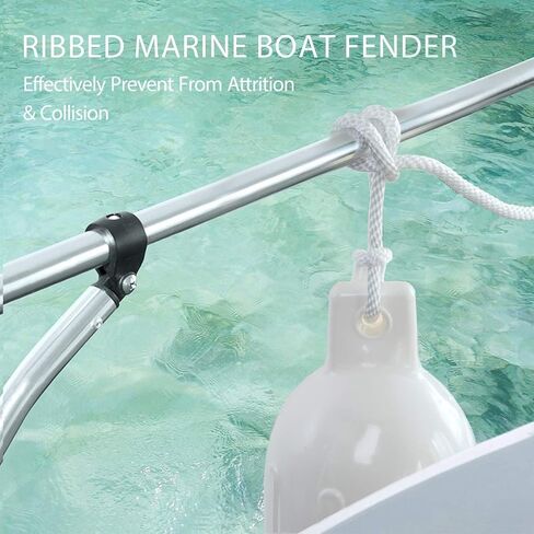 VIVOHOME Vinyl Ribbed Boat Fenders 4 Pack, Boat Bumpers with Ropes, Needles, and Pump to Inflate Fit for Yachts, Sailing Dinghies, Bass Boats, Black in Saudi Arabia