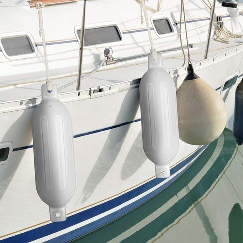 VIVOHOME Vinyl Ribbed Boat Fenders 4 Pack, Boat Bumpers with Ropes, Needles, and Pump to Inflate Fit for Yachts, Sailing Dinghies, Bass Boats, Black in Saudi Arabia