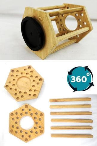 Rotating Paint Brush Holder 25 Holes Bamboo Display Drying Stand Artist Paint Brush Organizer Watercolor Brush Stand Rack Paint Brush Storage Art Supply Organizer(1pcs) in Saudi Arabia