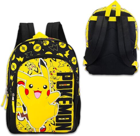 Nintendo Pokemon Backpack for Boys 8-12 - Bundle with 16" Pikachu Backpack, Pokemon Card Binder, Water Bottle, Stickers, More | Pokemon Backpack for School Set in Saudi Arabia
