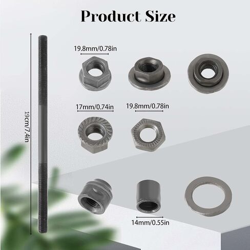KALIONE Bike Axle Bicycle 190MM Multiple Speed Rear Hub Axle, Bike Axle Replacement, 3/8 inch Black 26 TPI Hub Shaft Conical Lock Nut Washer Kit Bicycle Parts Accessories in Saudi Arabia