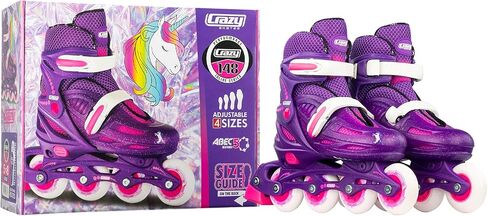 Crazy Skates Adjustable Inline Skates for Girls and Boys - Adjust to fit 4 Sizes - Model 148 - Purple/Pink (Size: Large | 5-8) in Saudi Arabia