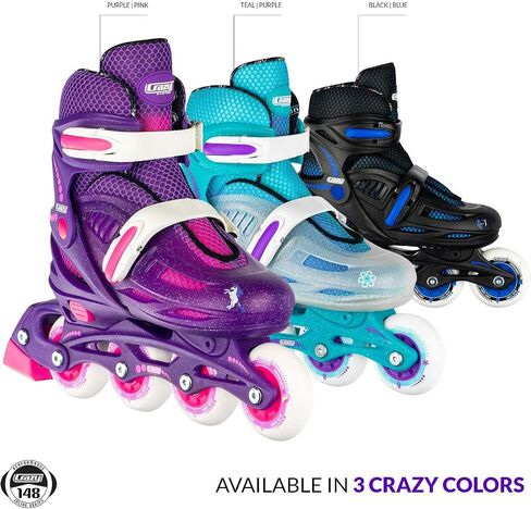 Crazy Skates Adjustable Inline Skates for Girls and Boys - Adjust to fit 4 Sizes - Model 148 - Purple/Pink (Size: Large | 5-8) in Saudi Arabia