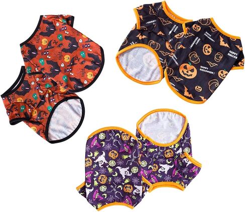XIAOYU 3 Pieces Halloween Dog Shirt Pet Clothes Funny Black Bat, Magic Hat, Pumpkin Head T-Shirt for Small Dogs Cat Halloween Cosplay Pet Apparel, XS in Saudi Arabia