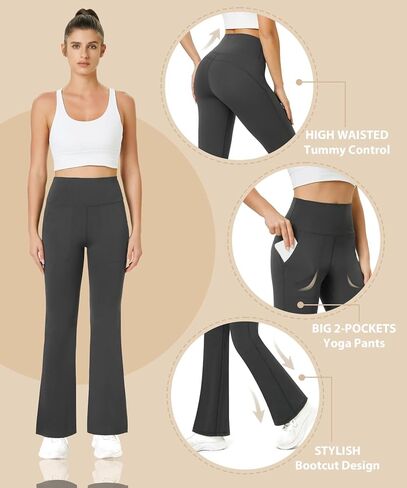 TOPYOGAS Women's Casual Yoga Pants with Pockets Tummy Control High Waist Leggings Workout Pants with Pockets in Saudi Arabia