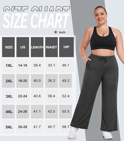 COOTRY Women's Plus Size Wide Leg Pants Soft Stretchy Drawstring Loose Fit Summer Casual Lounge Yoga Pants with Pockets in Saudi Arabia