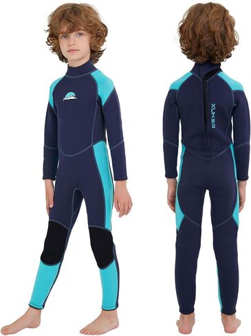 XUKER Kids Wetsuit for Boys Girls Toddlers, 3mm Wetsuit Back Zip Neoprene Thermal Full Body Wetsuits for Youth Teens Scuba Dive Swimming Boating Snorkeling in Saudi Arabia