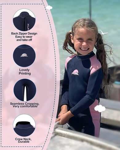 XUKER Kids Wetsuit for Boys Girls Toddlers, 3mm Wetsuit Back Zip Neoprene Thermal Full Body Wetsuits for Youth Teens Scuba Dive Swimming Boating Snorkeling in Saudi Arabia