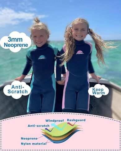 XUKER Kids Wetsuit for Boys Girls Toddlers, 3mm Wetsuit Back Zip Neoprene Thermal Full Body Wetsuits for Youth Teens Scuba Dive Swimming Boating Snorkeling in Saudi Arabia