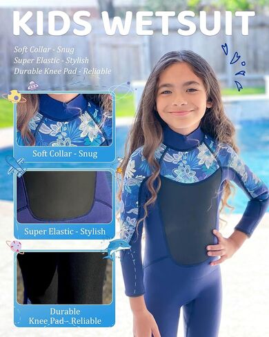 XUKER Kids Wetsuit for Boys Girls Toddlers, 3mm Wetsuit Back Zip Neoprene Thermal Full Body Wetsuits for Youth Teens Scuba Dive Swimming Boating Snorkeling in Saudi Arabia