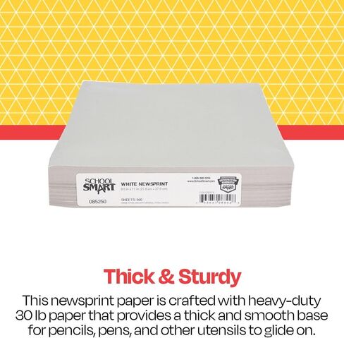 Sax School Smart - 85250 Newsprint Drawing Paper, 30 lb, 8-1/2 x 11 Inches, 500 Sheets, White in Saudi Arabia