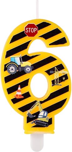 Construction Birthday Candle, Happy Birthday Candles Numbers Construction Cake Topper Yellow and Black Striped Candles for Boys Construction Birthday Party Supplies Decorations (Number 3) in Saudi Arabia