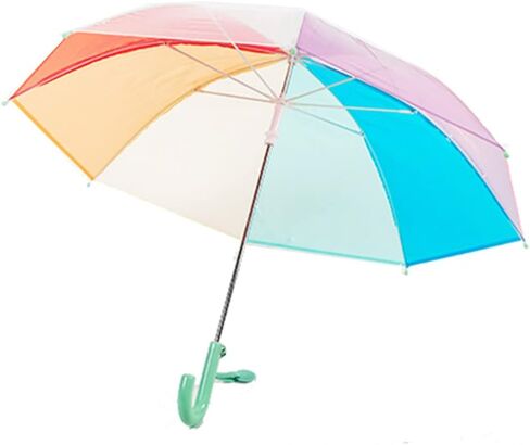ThreeH Children's Rainbow Umbrella Curved Handle Sturdy Plastic Material Shatterproof 8 Ribs Manual Open Transparent Dome Bubble Umbrella in Saudi Arabia