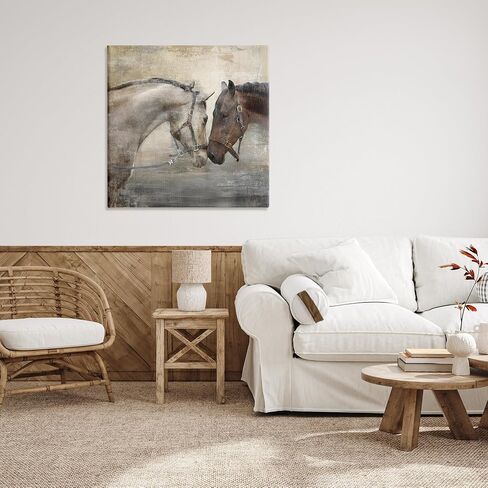 صورة لحيوانات المزرعة من Stupell Industries للزوجين، تصميم بواسطة Main Line Studio، لوحة فنية جدارية بإطار أسود، 36 × 36، أسمر ضارب للصفرة in Saudi Arabia
