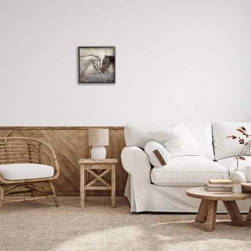 صورة لحيوانات المزرعة من Stupell Industries للزوجين، تصميم بواسطة Main Line Studio، لوحة فنية جدارية بإطار أسود، 36 × 36، أسمر ضارب للصفرة in Saudi Arabia