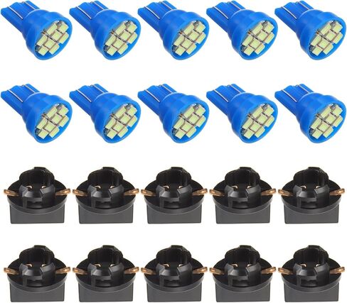 T10 8SMD Ice Blue LED 3020 DC 12V PC194 PC168 Vehicle width indicato Light Reading Light Tag Light with Twist Sockets (Pack of 20pcs) in Kuwait