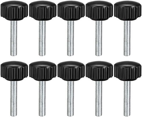 uxcell M4 x 25mm Metric Male Thread Knurled Clamping Knobs Grip Thumb Screw on Type Plastic Threaded Hand Bolt Knobs Black 10 Pcs in Saudi Arabia