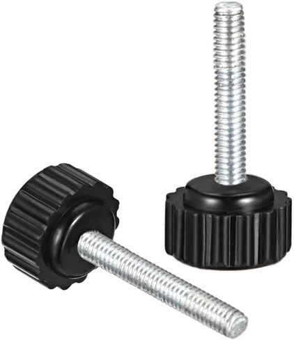 uxcell M4 x 25mm Metric Male Thread Knurled Clamping Knobs Grip Thumb Screw on Type Plastic Threaded Hand Bolt Knobs Black 10 Pcs in Saudi Arabia