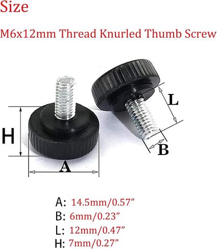 M6 × 12 مم برغي إبهام مخرش ذكر، مقابض مخرشة ملولبة، مقابض تثبيت برغي إبهام على نوع رأس مستدير (أسود)، 70 قطعة in Saudi Arabia