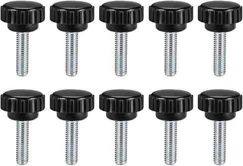 uxcell M4 x 25mm Metric Male Thread Knurled Clamping Knobs Grip Thumb Screw on Type Plastic Threaded Hand Bolt Knobs Black 10 Pcs in Saudi Arabia