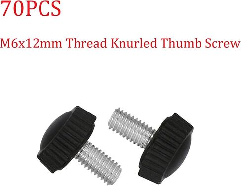 M6 × 12 مم برغي إبهام مخرش ذكر، مقابض مخرشة ملولبة، مقابض تثبيت برغي إبهام على نوع رأس مستدير (أسود)، 70 قطعة in Saudi Arabia