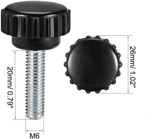 uxcell M4 x 25mm Metric Male Thread Knurled Clamping Knobs Grip Thumb Screw on Type Plastic Threaded Hand Bolt Knobs Black 10 Pcs in Saudi Arabia