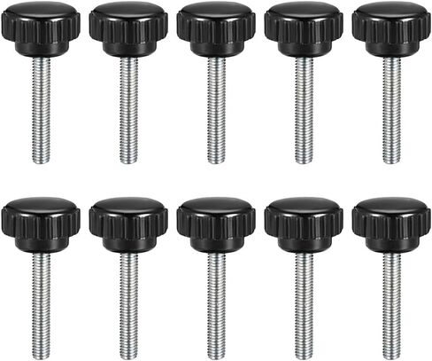 uxcell M4 x 25mm Metric Male Thread Knurled Clamping Knobs Grip Thumb Screw on Type Plastic Threaded Hand Bolt Knobs Black 10 Pcs in Saudi Arabia