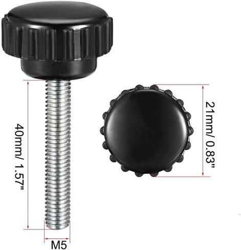 uxcell M4 x 25mm Metric Male Thread Knurled Clamping Knobs Grip Thumb Screw on Type Plastic Threaded Hand Bolt Knobs Black 10 Pcs in Saudi Arabia