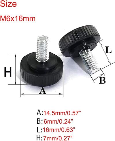 M6 × 12 مم برغي إبهام مخرش ذكر، مقابض مخرشة ملولبة، مقابض تثبيت برغي إبهام على نوع رأس مستدير (أسود)، 70 قطعة in Saudi Arabia