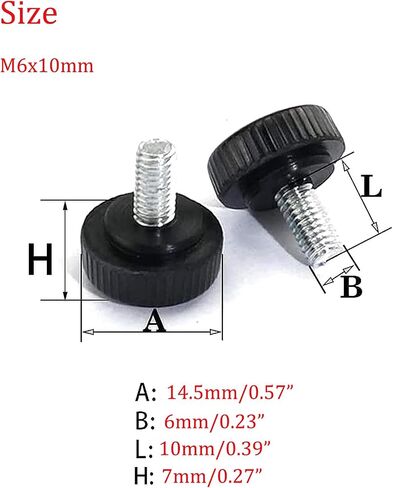 M6 × 12 مم برغي إبهام مخرش ذكر، مقابض مخرشة ملولبة، مقابض تثبيت برغي إبهام على نوع رأس مستدير (أسود)، 70 قطعة in Saudi Arabia