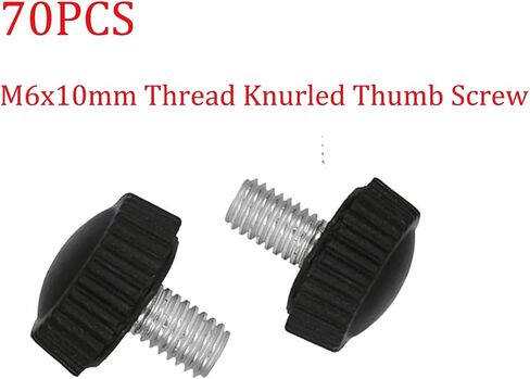 M6 × 12 مم برغي إبهام مخرش ذكر، مقابض مخرشة ملولبة، مقابض تثبيت برغي إبهام على نوع رأس مستدير (أسود)، 70 قطعة in Saudi Arabia