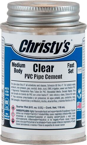 أسمنت PVC الشفاف من Christy's - جسم متوسط، مجموعة سريعة، منخفض المركبات العضوية المتطايرة، 1/4 باينت (4 أونصة سائلة) in Kuwait