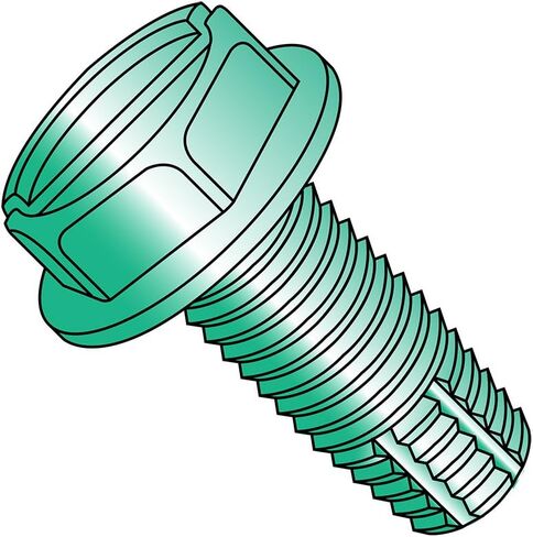 Small Parts 0604FSWG Steel Thread Cutting Screw, Green Zinc Plated, Hex Washer Head, Slotted Drive, Type F, #6-32 Thread Size, 1/4" Length (Pack of 100) in Saudi Arabia