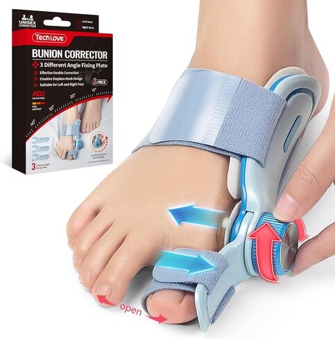 Tech Love Bunion Corrector for Women & Men, Adjustable Knob Double Correction Separator for Big Toe Relief Bunion Splints Hammer Toe Straightener with Silicone Pad Comfortable Effective, 1PCS in Saudi Arabia