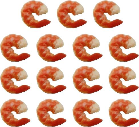 XGNG 15PCS PVC Artificial Shrimp Figures Simulated Food Shrimps Model Lifelike Plastic Cooked Shrimp Fake Peeled Shrimp for Home Kitchen Market Display Party Photo Props in Saudi Arabia
