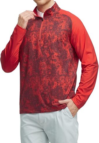 M MAELREG Quarter Zip Pullover Men Moisture Wicking Lightweight Sports Print Mock Neck Golf 1/4 Zip Pullover Mens Sweatshirt in Saudi Arabia