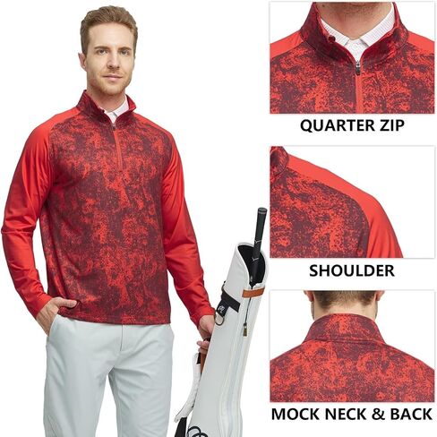 M MAELREG Quarter Zip Pullover Men Moisture Wicking Lightweight Sports Print Mock Neck Golf 1/4 Zip Pullover Mens Sweatshirt in Saudi Arabia