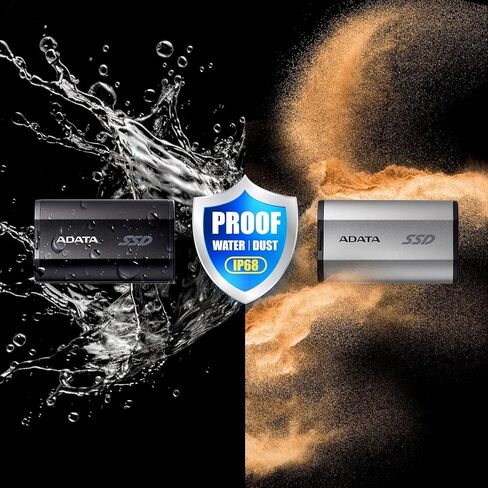 ADATA SD810 1000G IP68 Water Resistance Up to 2000 MB/s USB 3.2 Gen 2 USB-C External Solid State Drive - Black for iPhone 15/Pro/Max, Android (SD810-1000G-CBK) in Kuwait