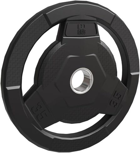 Weight Plate 2-Inch Rubber Coated Olympic Grip Plate for Barbell,Solid Cast Iron Weight Plates for Strength Training,Weightlifting,Crossfit,Home Gym, Single and Pair, 2.5/5/10/15/25/35/45 LB in Saudi Arabia
