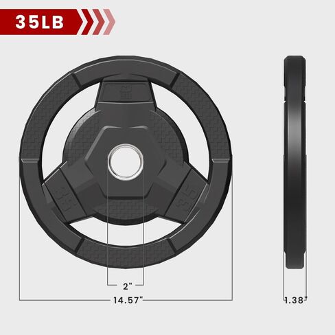 Weight Plate 2-Inch Rubber Coated Olympic Grip Plate for Barbell,Solid Cast Iron Weight Plates for Strength Training,Weightlifting,Crossfit,Home Gym, Single and Pair, 2.5/5/10/15/25/35/45 LB in Saudi Arabia