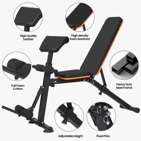 Panana Multi-Functional Gym Bench Adjustable Weight Bench Workout Bench Exercise Strength Versatile Training Fitness Equipment Roman Chair for Hyper Back Extension Home Gym in Kuwait